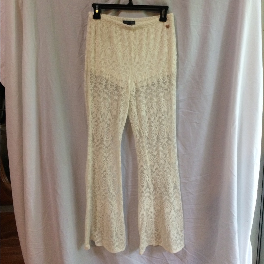 Kendall & Kylie White Lace Flared Pants